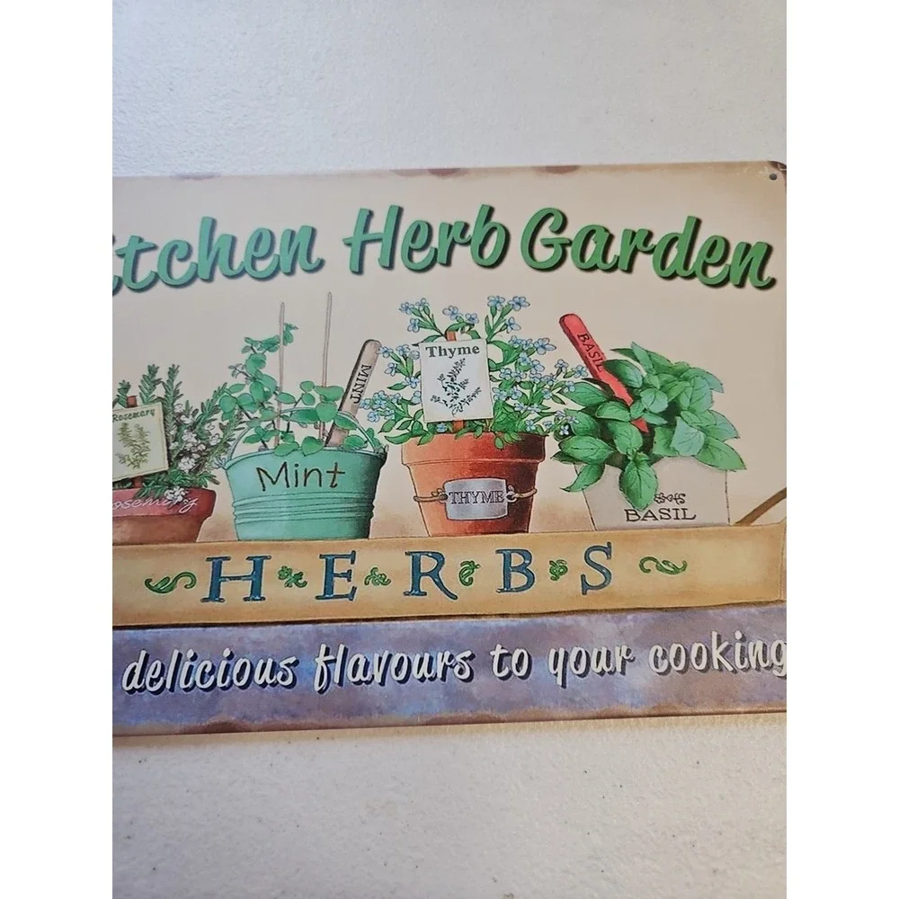 Kitchen Herb Garden Rustic-looking Metal‎ Sign Cooking 8X12